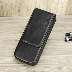 Elegant Genuine Leather Pen Case with Removable Tray - Premium Office & School Gift Pouch (Black)