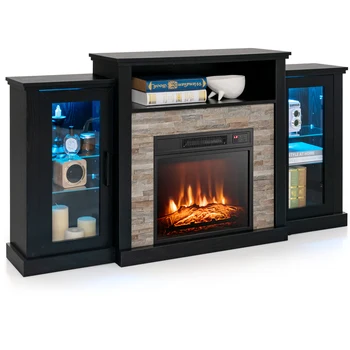 Fireplace TV Stand w/ Led Lights & 18 1