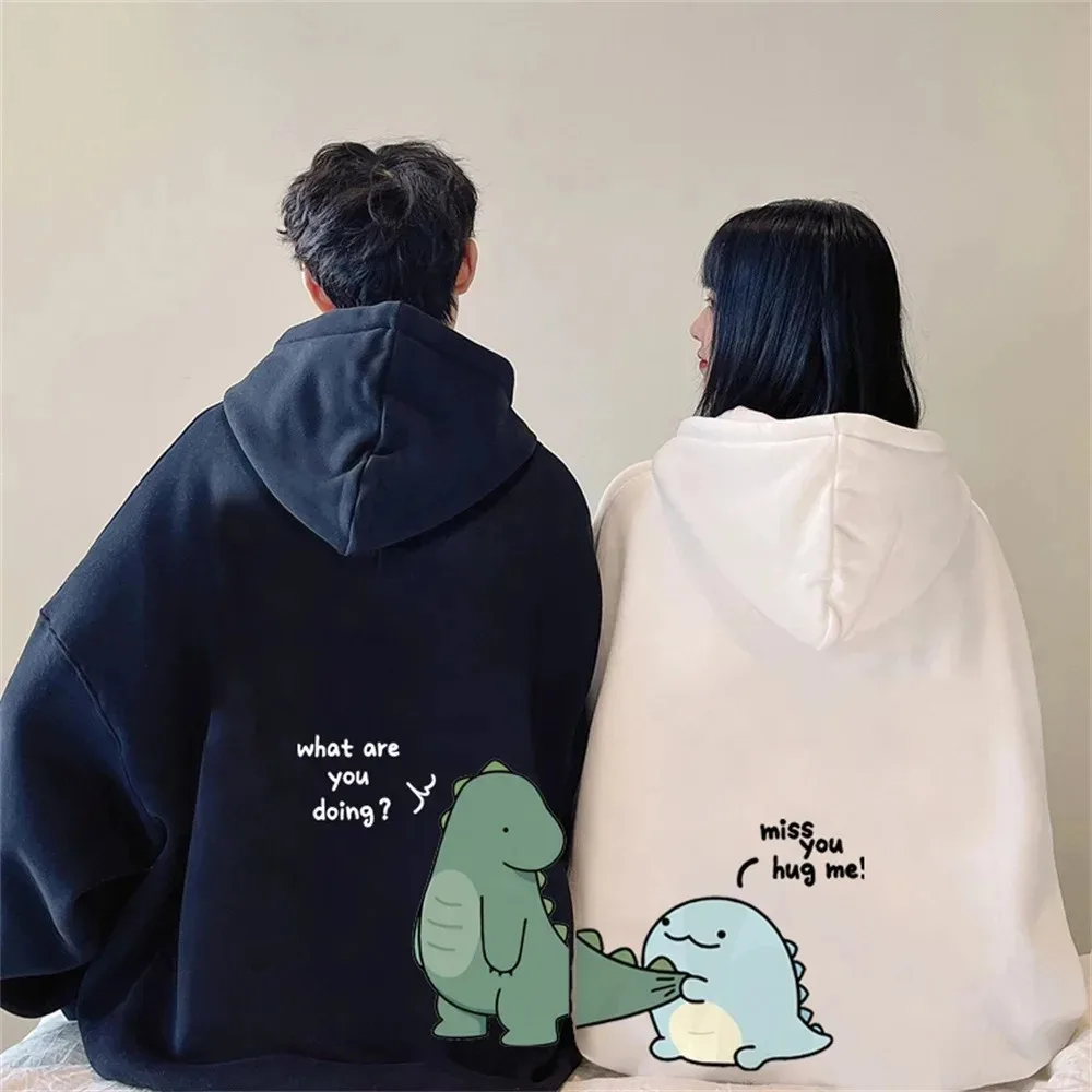 Autumn and winter men's women's jumper hooded fun dinosaur print sweatshirt couple Y2k clothes men's and women's hoodies top