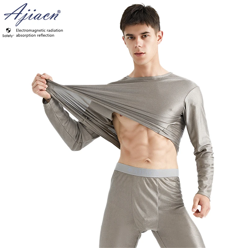 Genuine electromagnetic radiation protective 100% silver fiber knitted fabric long underwear EMF shielding thermal underwear emf shielding fabric