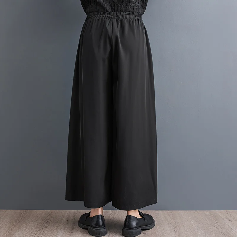 #2961 Black Streetwear Wide Leg Pants Women Ribbons Hip Hop Pants Ankle-length Loose Joggers Women High Waisted Trousers Summer