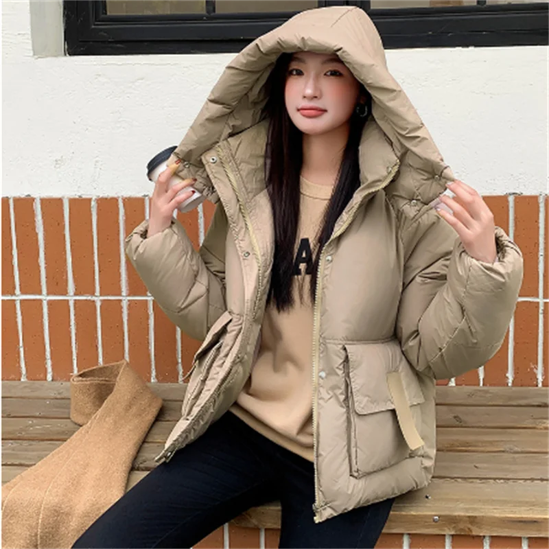 Winter Padded Down Coat Women's Short Bread Coat All-match Fur collar hood Cotton Coat