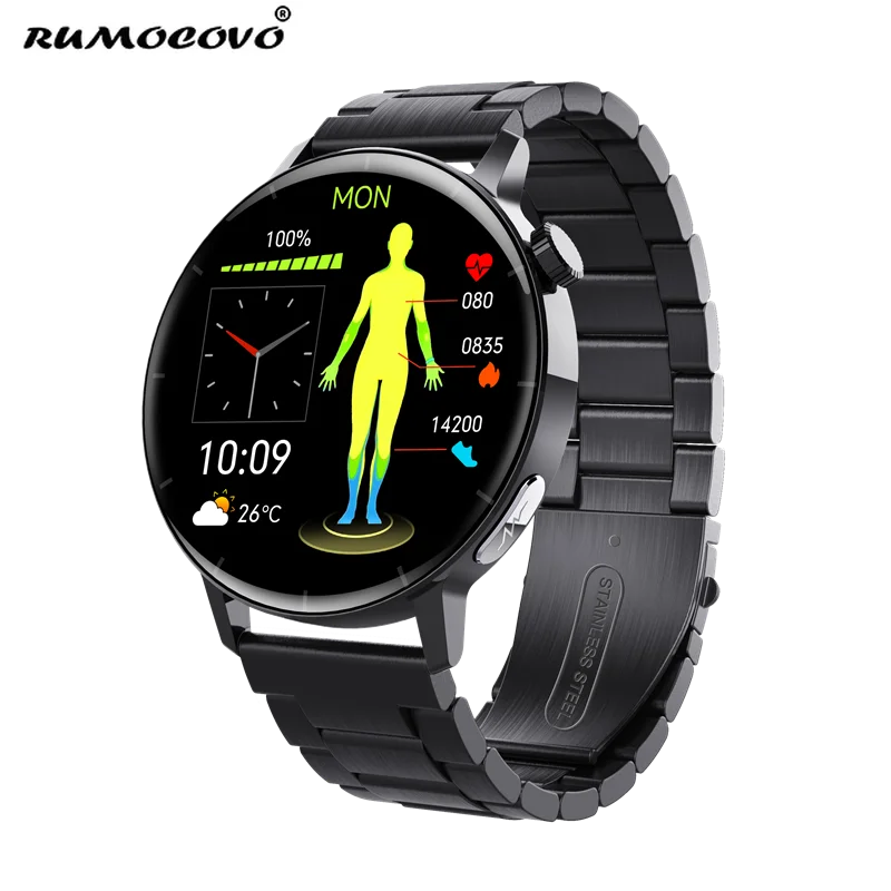 

RUMOCOVO® Smart Watch Men 1.41 Inch Blood Sugar Heart Rate Blood Pressure Oxygen ECG Health Monitoring BT Call Smartwatch