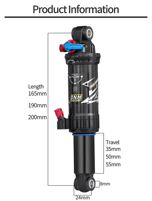 Ammortizzatore Posteriore Mountain Bike Air - 190x50mm Con Blocco, Sistema 4-Way Regolabile - Foto 7