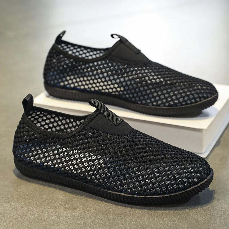 YRZL Mesh Loafers for Men Summer Casual Hollow Shoes Breathable Mens Loafers Outdoor Casual Comfortable Driving Shoes for Men