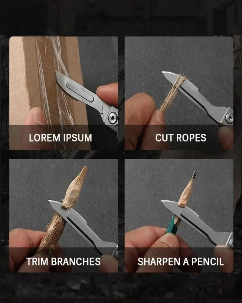 Description Picture 6 of item[Hot Sales] Folding Knife Stainless Steel Pocket Knife with 9 Disposable Blades, Sharp Hobby Knife Craft Knife Kit