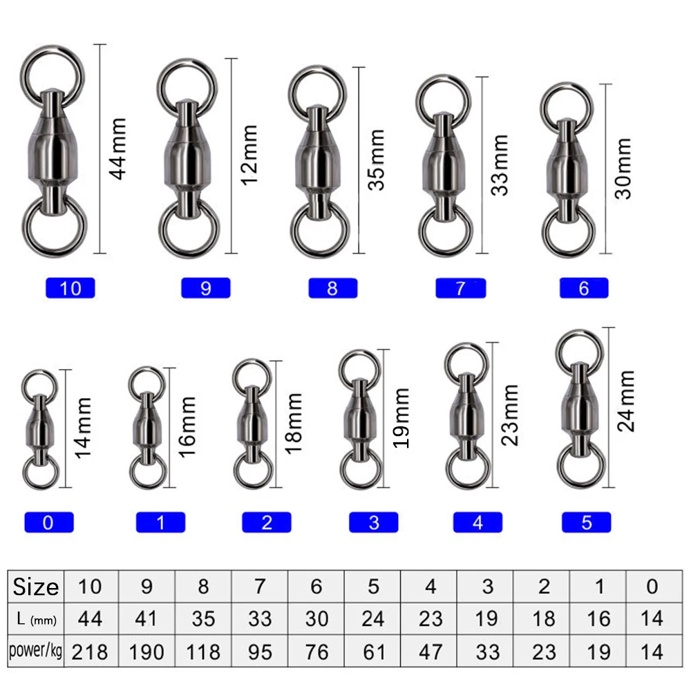 DNDYUJU 10pcs Stainless Steel Fishing Heavy Duty Ball Bearing Swivel With  Solid Ring Connector Fishhook Tackle Accessories Tool - AliExpress