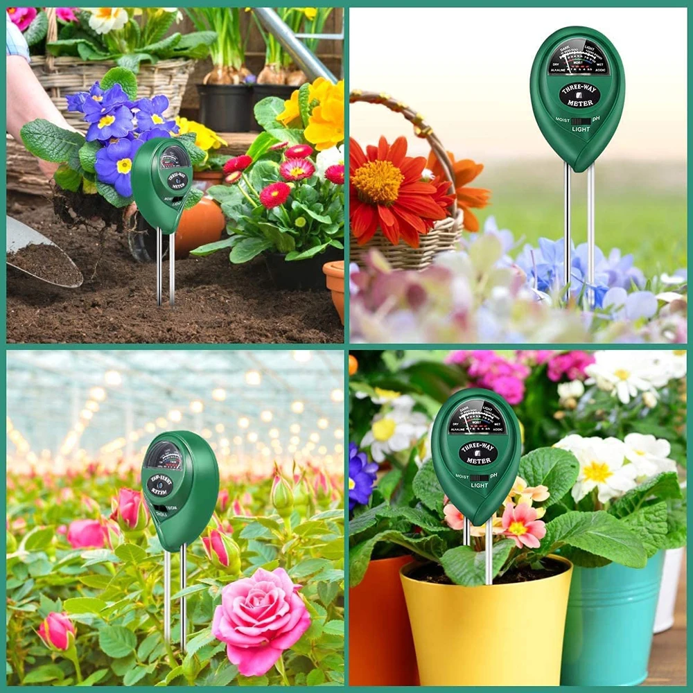 3 in 1 Soil PH Meter Sunlight PH Tester Garden Flowers Soil Moisture Sensor Meter Plants Acidity Humidity PH Monitor Detector cheap tape measure