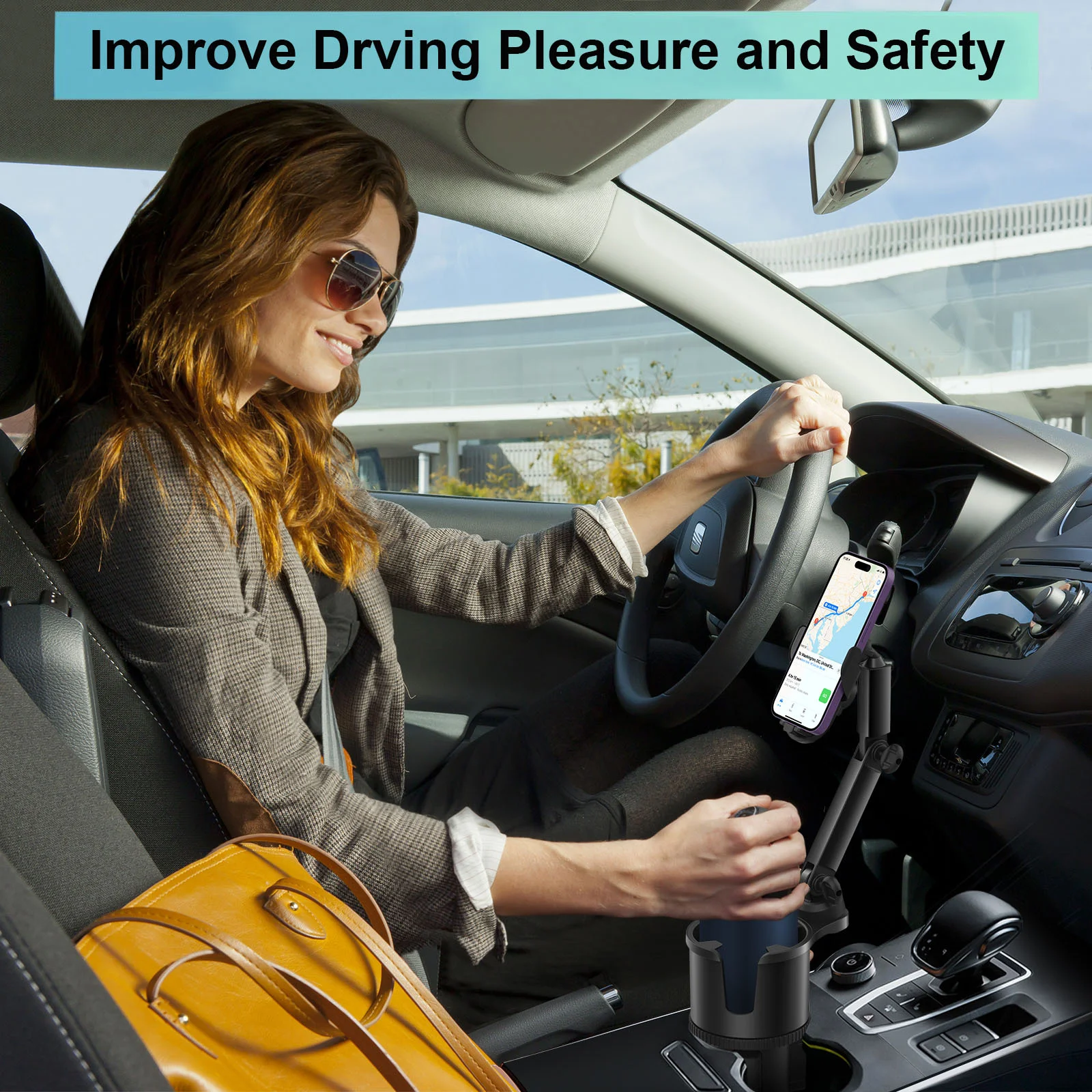 차량용 컵홀더 확장기 360 ° 회전식 차량용 핸드폰 거치대 조절 가능한 다기능 대형 컵홀더 차량용 컵홀더 스탠드