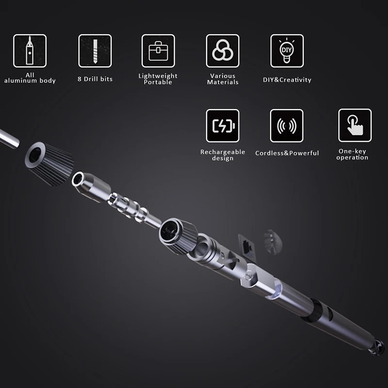Wowstick Mini Electric Drill with 8Drill Bits One Button Operation