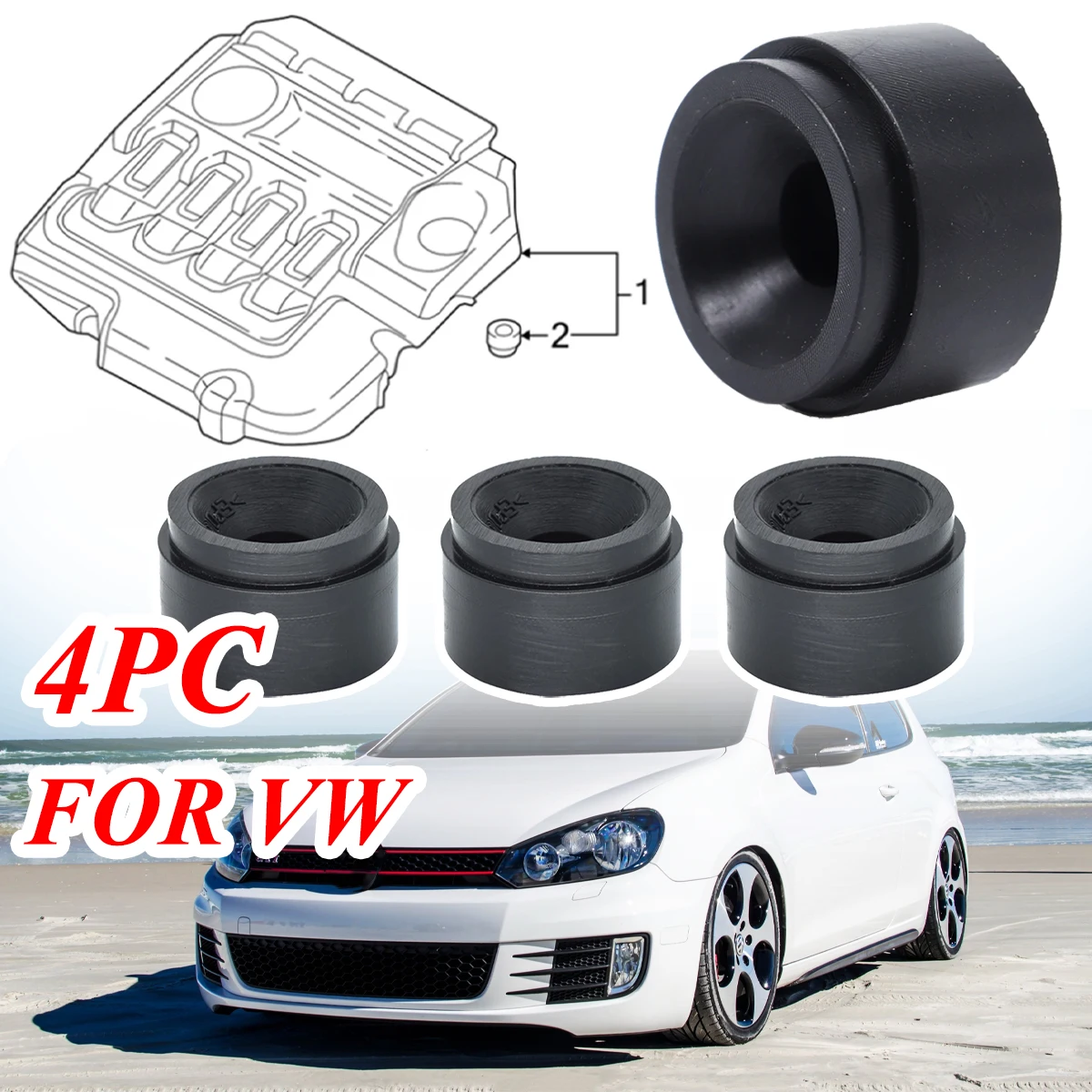 

4X Engine Rubber Mounting Bush For VW Golf TDI MK6 Jetta Protective Under Guard Plate Clip Grommet Support Bungs Black Car Parts