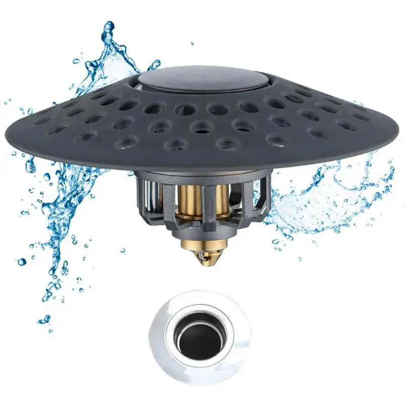

Universal Bathtub Stopper With Hair Catcher Tub Drain Lid Stopper Pop-Up Tub Drain Plug Bathroom Sink Stoppers For 1.6-2.16 Inch