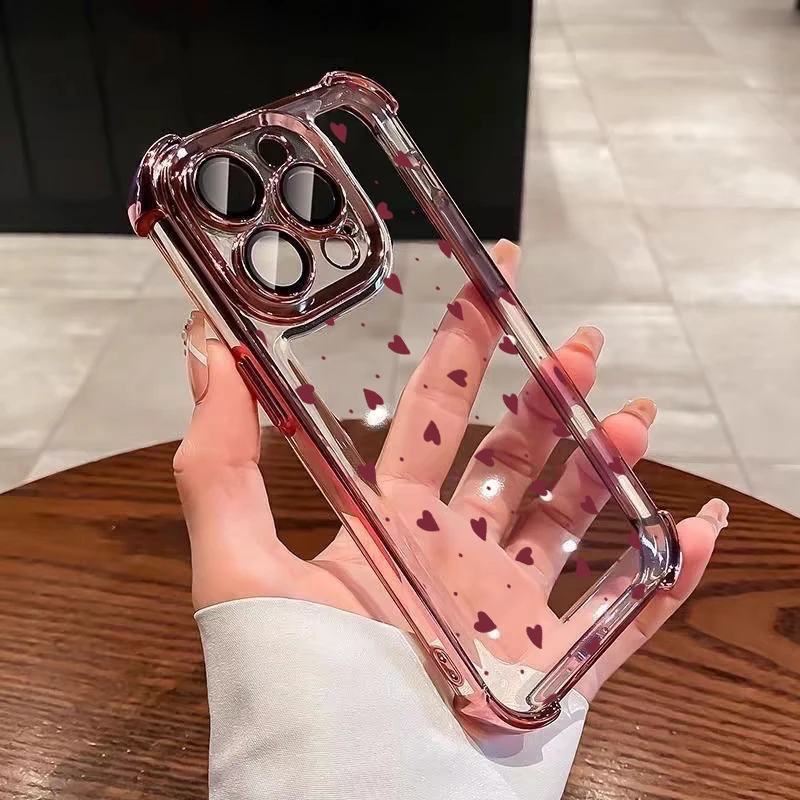 Elegant Love Heart Plating Phone Case