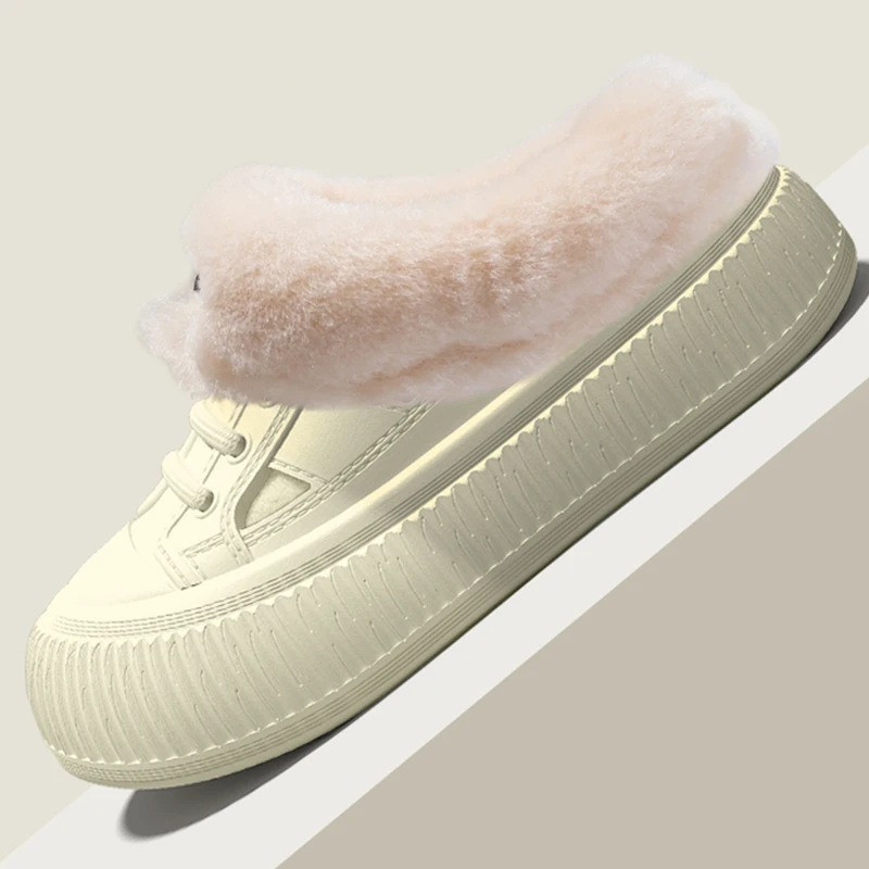 2025 Eva Waterproof Cotton Slippers Women Outdoor Non Slip Warm Fluffy Slippers Woman Comfort Thicken Plush Snow Boots Female