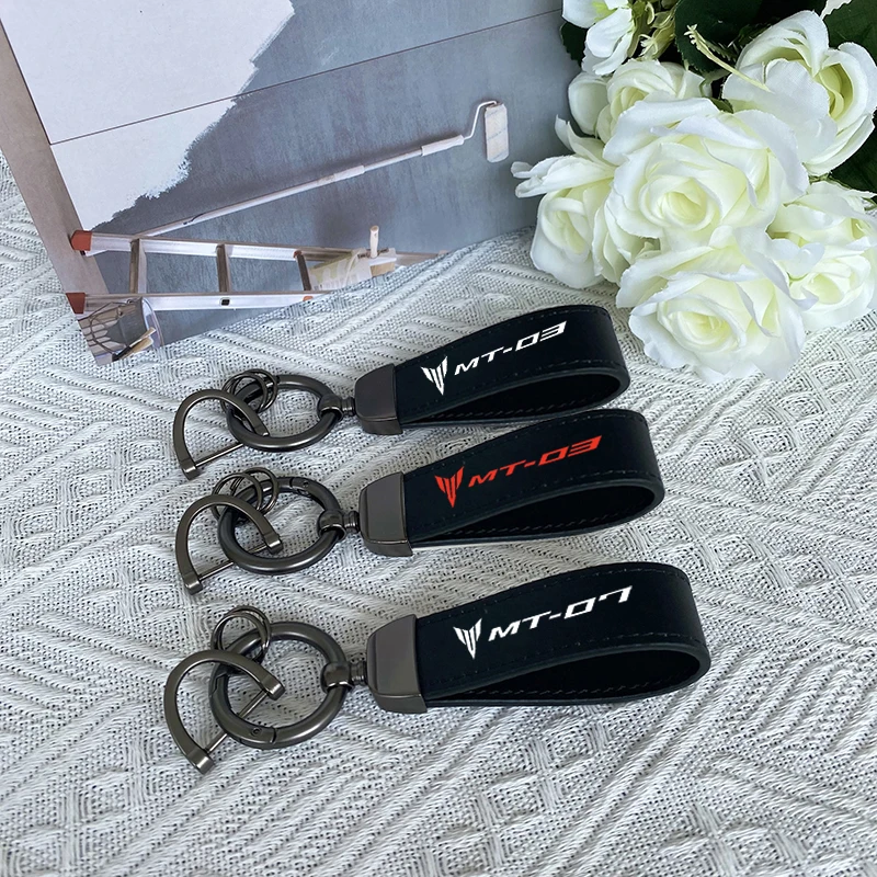 Top quality leather Keychain For Yamaha MT MT01 MT03 MT07 MT09 MT10 accessories