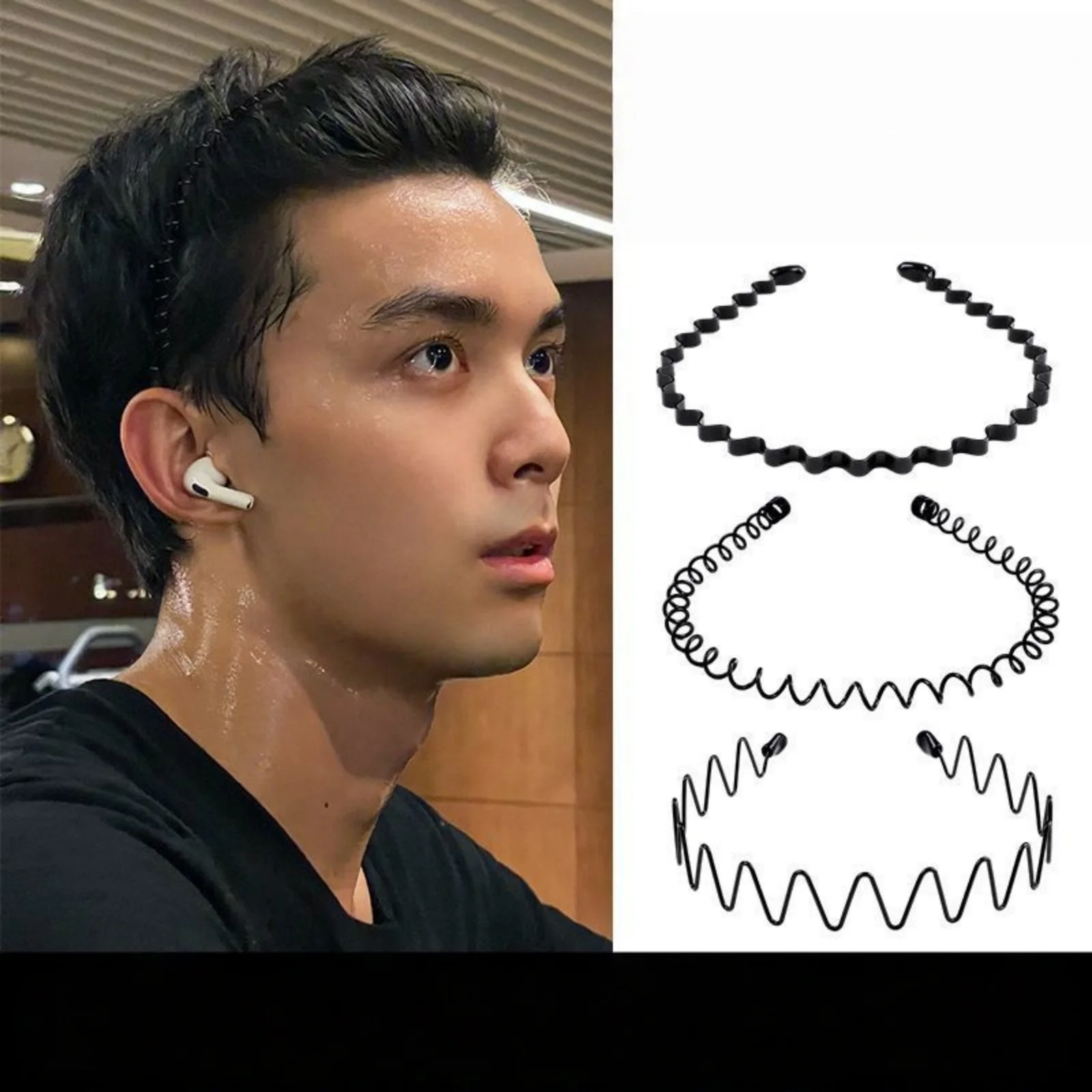 3/5pcs Men's Hair Hoops Simplified Korean Fashion Wash Face Anti Slip Head Hoops Sports Invisible Hair Clips Women's Hair Hoops