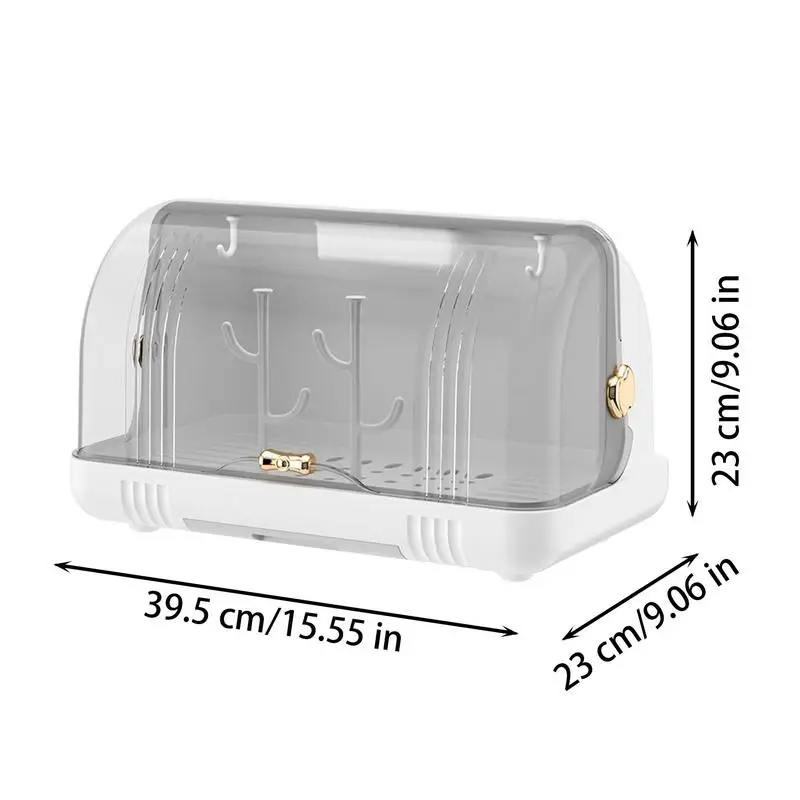 Baby Bottle Drying Rack with Cover Nursing Bottle Storage Box with Removable Drain Tray Feeding Station for Kitchen Cabinet