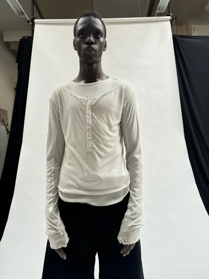 No Faith Studios Men's Slim Fit round Ne Double Layer irt Bla