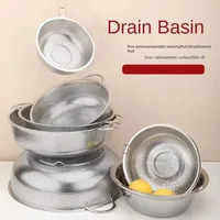 16.5cm-31.5 cm Stainless Steel Vegetable Basin New Style Fruit Basket Rice Sieve Wash Colander Food Pot 4