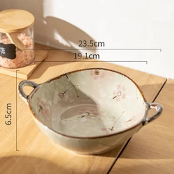 Japanese-Style Ceramic Soup Bowl with Handle - 7.5-Inch Versatile Kitchenware (Style D)