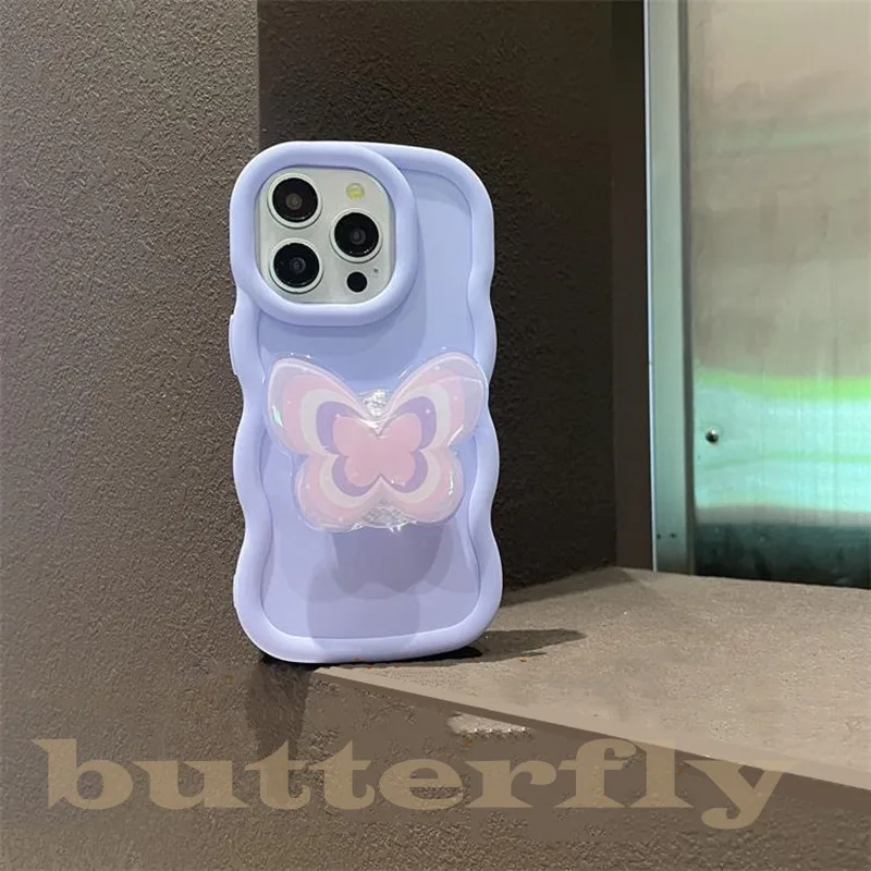 Custodia per telefono con supporto a farfalla 3D per Samsung Galaxy A52 A51 A50 A30S A20 A13 A12 A32 A25 A24 A23 A05 S A11 Cover morbida in silicone_voghion.com