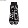 Sanrio Hello Kitty Bow Cartoon Graffiti Printed Fashion Jeans Women's Autumn Winter New Loose Wide Leg Pants Straight Trousers 5