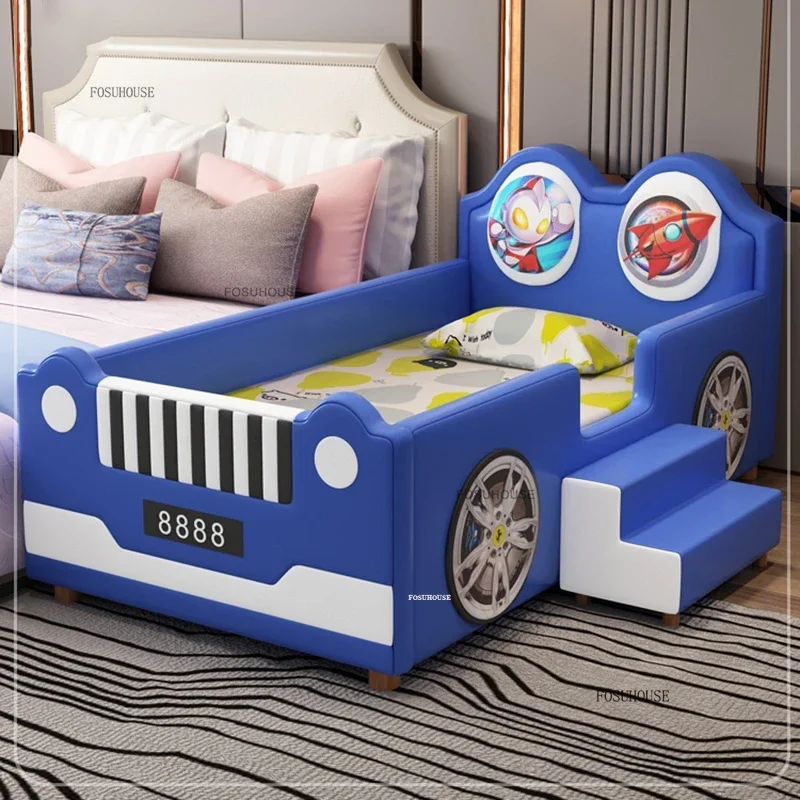 Bedroom Splicing Children's Beds Home Slide with Guardrail Single Bed Modern Designer Boy Car Bed for Kids Children's FurnitureN