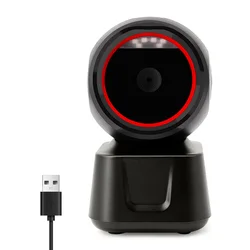 High-Speed Hands-Free Automatic Barcode Scanner with USB Port, Plug & Play (Black)