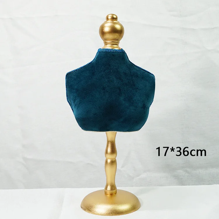 Window Shop Storage Bust Wooden Jewelry Holder Necklace Display Stand Luxurious Colors Velvet Necklace Jewelry Display