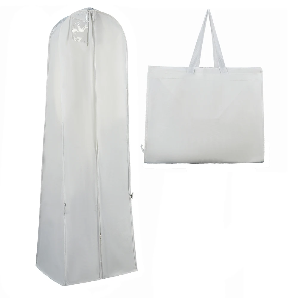 71'' Large Bridal Wedding Gown Dress Garment Bag with Extra Wide Gusset 20'' Garment Dust Cover For Long Train Puffy Ball Gown