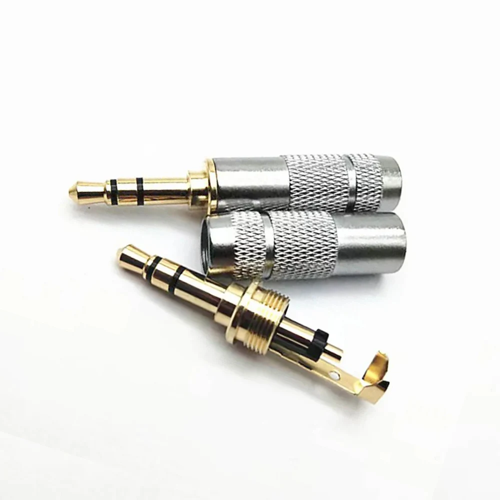 2 Stücke Vergoldet 3,5mm Stereo 4 Pole Kopfhörer Jack Stecker Audio Soldaten Anschlüsse Hohe Qualität Silber RCA