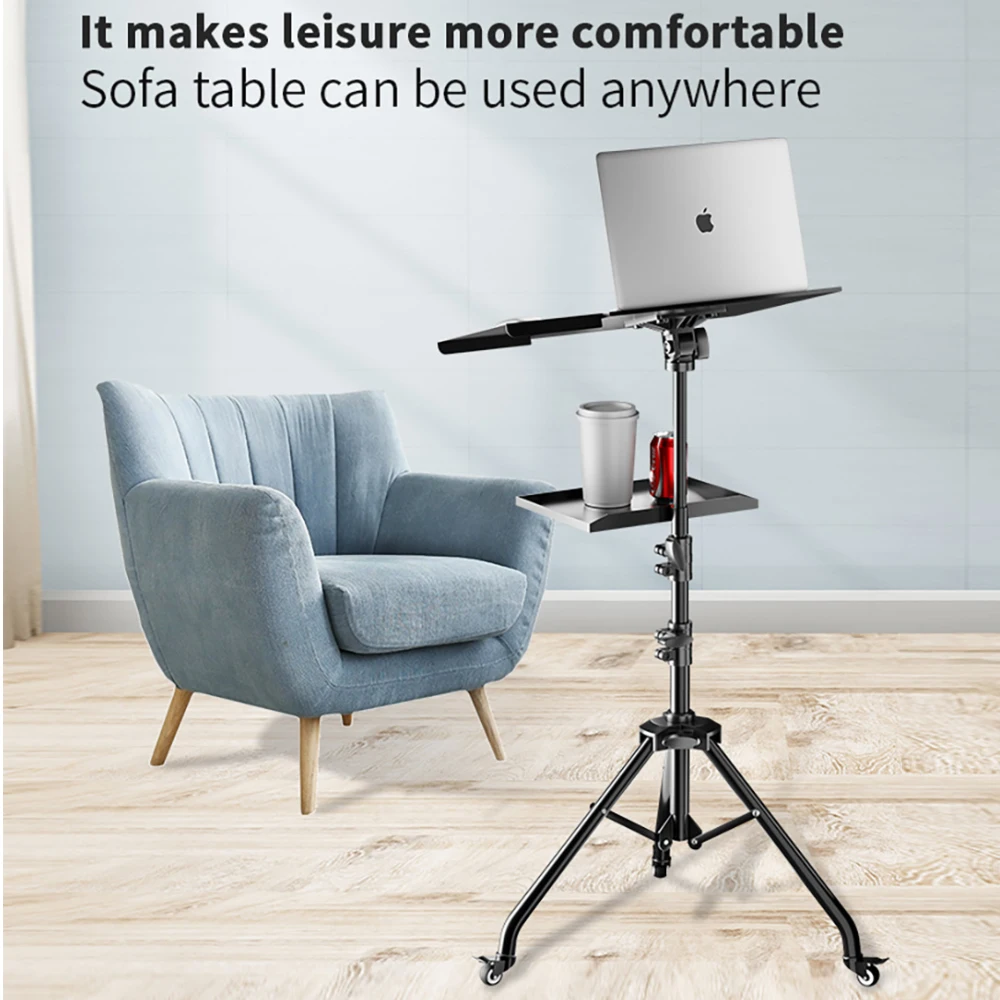 145cm Projector Tripod Stand Laptop Tripod Adjustable Height 23 to 63" Standing Desk Outdoor Computer Desk Stand for Studio