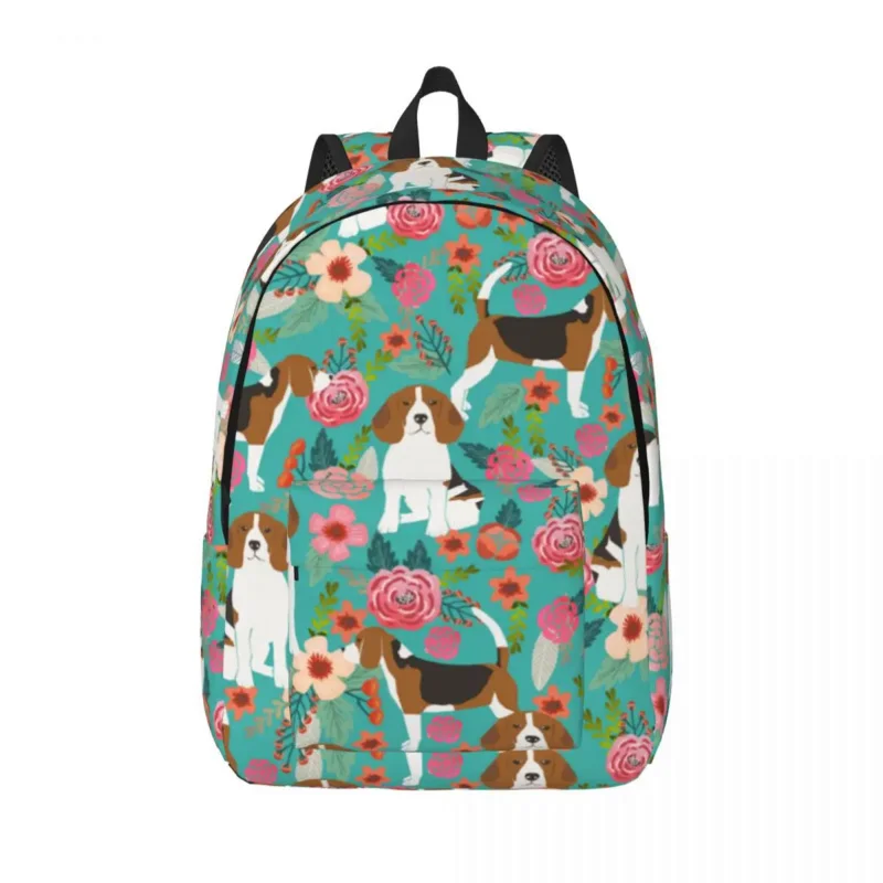 Beagle Florals Dog Backpack Middle High College School Student Animal Book Bags Men Women Daypack Outdoor dc meilun men male canvas backpack college student school backpack bags for teenagers mochila casual rucksack travel daypack