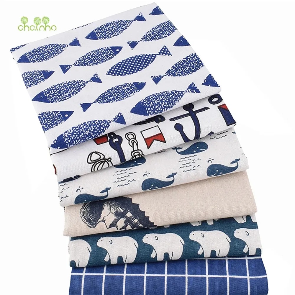 Chainho,Printed Cotton Linen Fabric,DIY Sewing Quilting Material,Cloth For Table,Sofa,Curtain,Bag,Cushion,Furniture Cover,15CL14