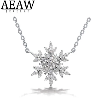 Solid 14K White Gold 100% Natural Diamond Pendant Snow White Shape Pendant Necklace Gift Valentine's Day for Women 1