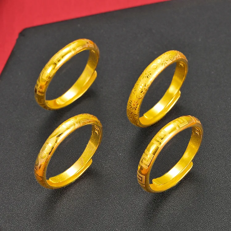 

Simple 18K Gold Color Lucky Rings for Men Bro Father Birthday Wedding Engagement Luxury Ring Not Fade Fine Jewelry Gifts