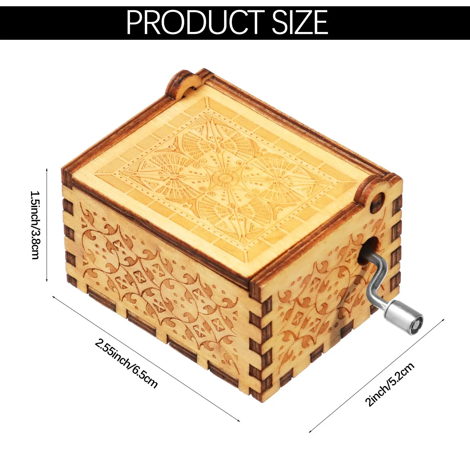 Hand-Cranked Wooden Musical Boxes You are My Sunshine Music Box Birthday Christmas Valentine's Day Suitable Gifts Black Engraved 5