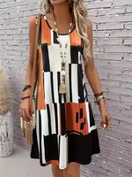 2025 nouvelle mode femmes robe décontracté plage col rond sans manches robe ample été femmes gilet rayé imprimé robe robe d'été 4