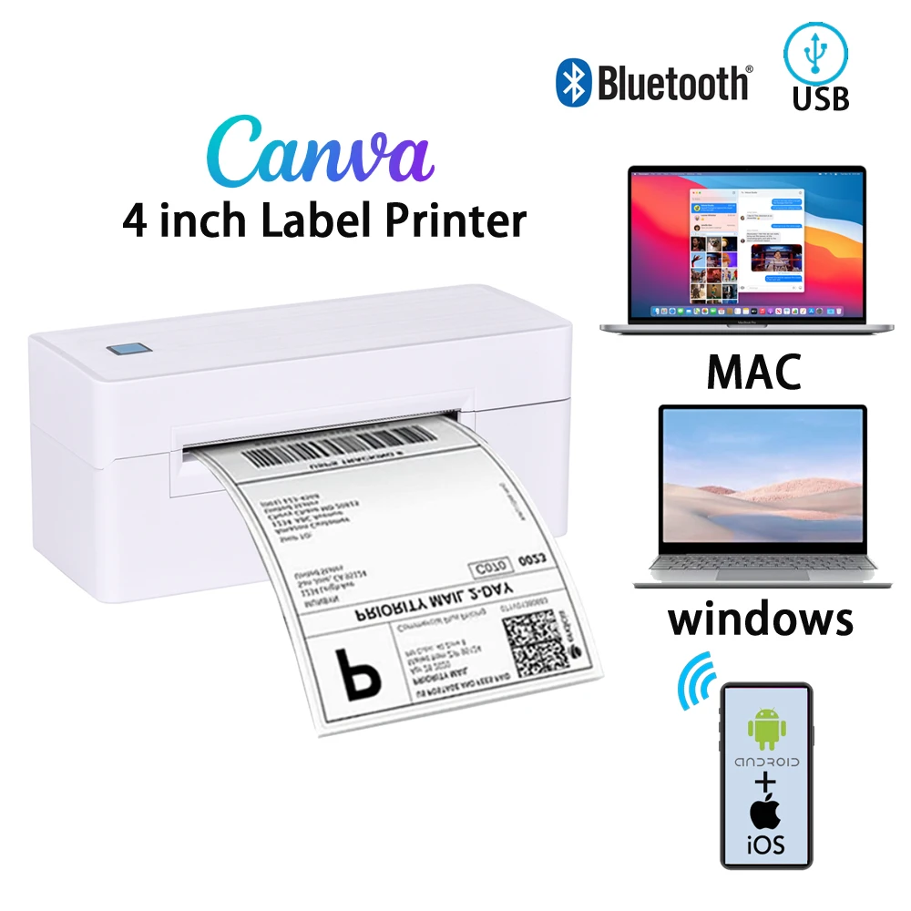 HSPOS Free Shipping 110mm Thermal Shipping Printer 4x6 FBA Printer Label Sticker Waybill Printer for FedEx UPS Ebay Shopify