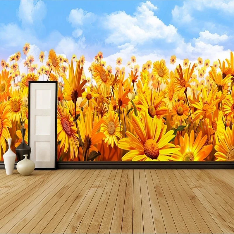 Custom 3D Wallpaper Nature Landscape Beautiful Sunflowers Photo Mural Paper Bedroom TV Background Wall Decor House Improvements nature s miracle house breaking спрей для приучения собак к туалету 236 мл