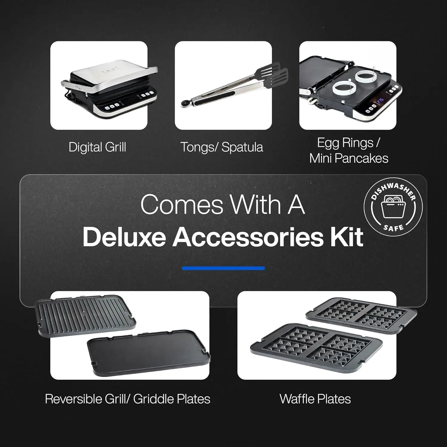 Yedi Total Package 6-in-1 Digital Indoor Grill, Waffle Maker, Panini Press, Griddle, with Deluxe Accessory Kit 4