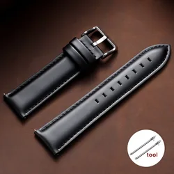 Refined Vintage Calfskin Leather Watch Strap - Quick Release, Soft and Stylish Bracelet - 20mm (Black)