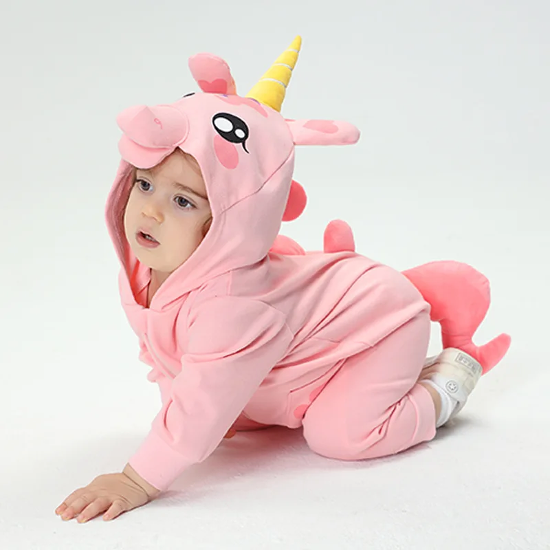

Baby Unicorn Clothes Pink Romper Girls Onesie Spring Summer Animal Jumpsuit Festival Outfits Kids Cartoon Costume 0-2Y Kigurumis