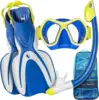 Scuba Diving Snorkel Set - Panoramic Wide View Tempered Glass Mask, Snorkel, Fins & Mesh Carry Bag