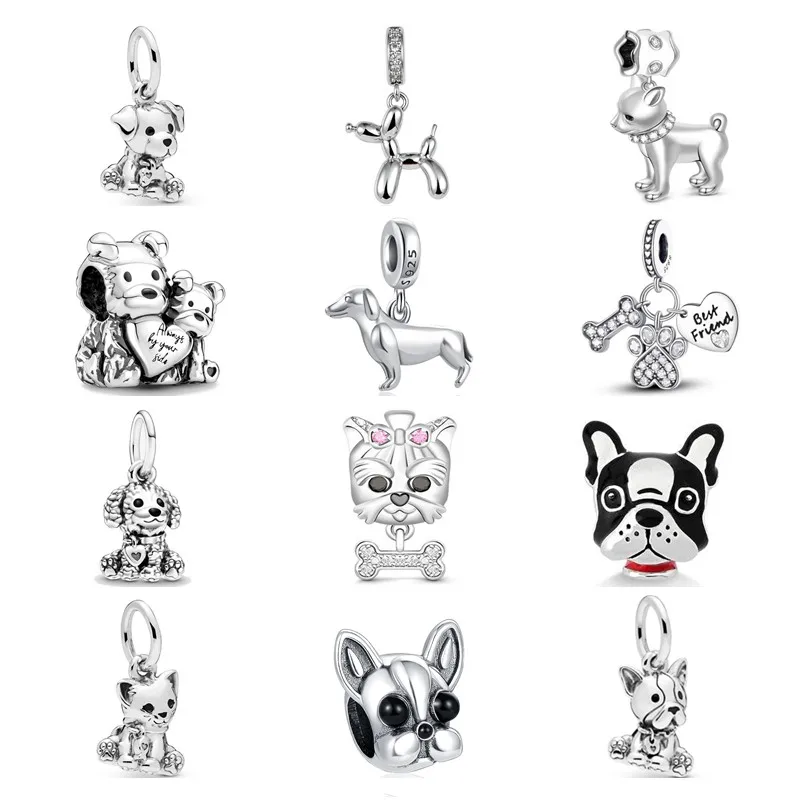 

New Cute Dog 925 Sterling Silver Charm Beads Pendant Fit Original Pandora Bracelet Women DIY Jewelry Gift