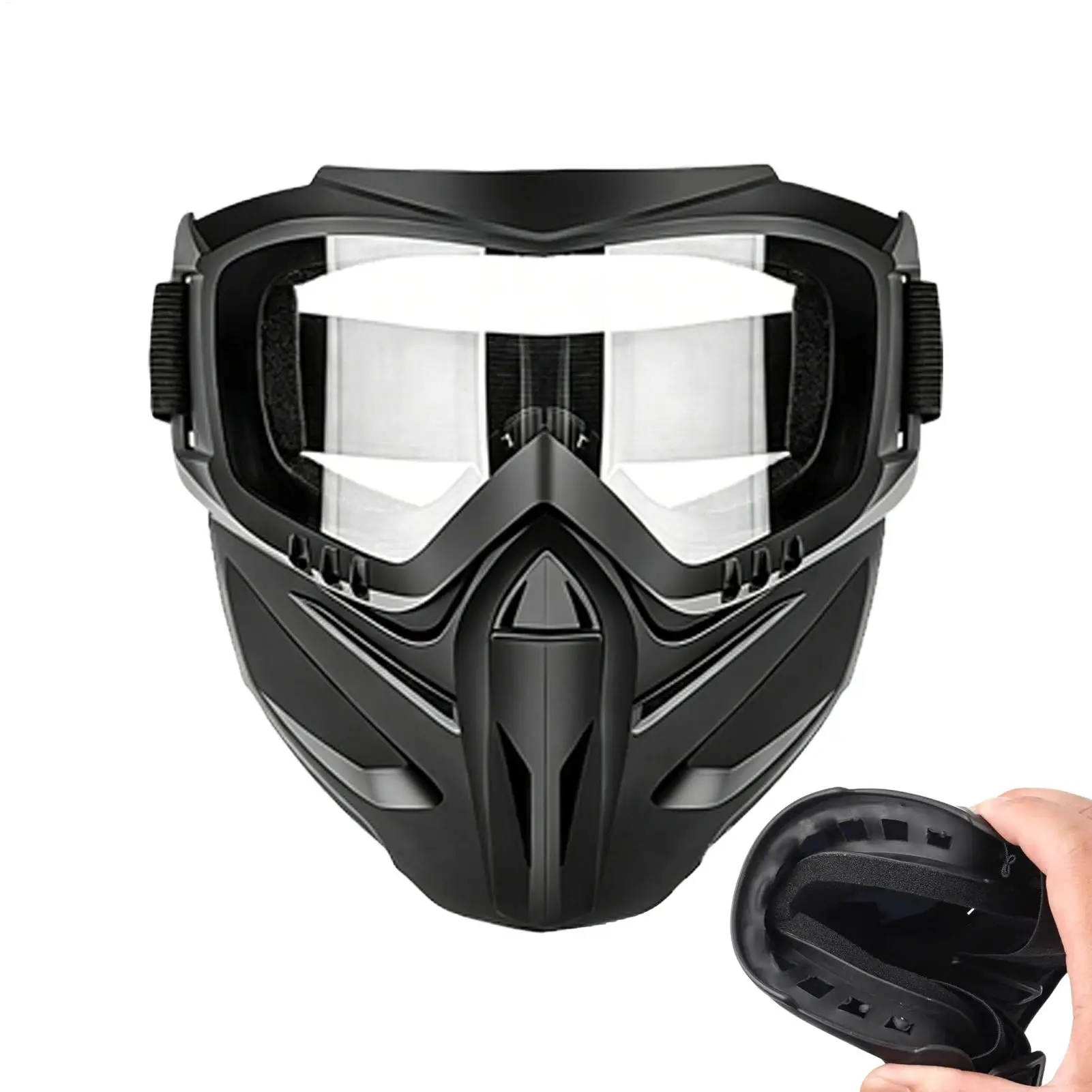 Enhanced Motorcycle Riding Face Shield with Detachable Goggles - Anti-Fog & Windproof Protection