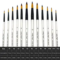 12Pcs Professional Quality Art Watercolor Brushes White Nylon Round Tip Set for Acrylic and Brushes for Face Body Nail Art 2