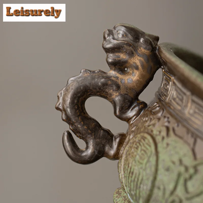 Antique Kiln Change Green Field Incense Stove Treasure Bowl Line Aromatherapy Furnace Consecrate Buddha Triangle Holder Ornament