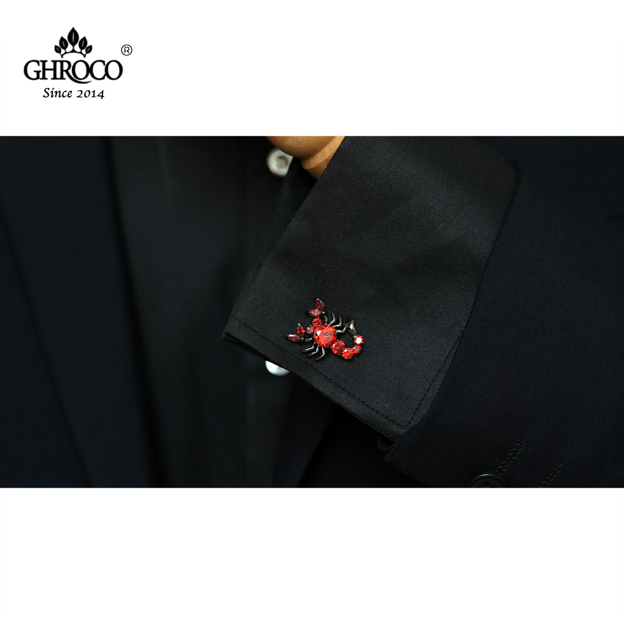 GHROCO High-Quality Exquisite Scorpion Shaped Inlaid with Zircon Shirt Cufflink Fashion Luxury Gift for Business Men and Wedding