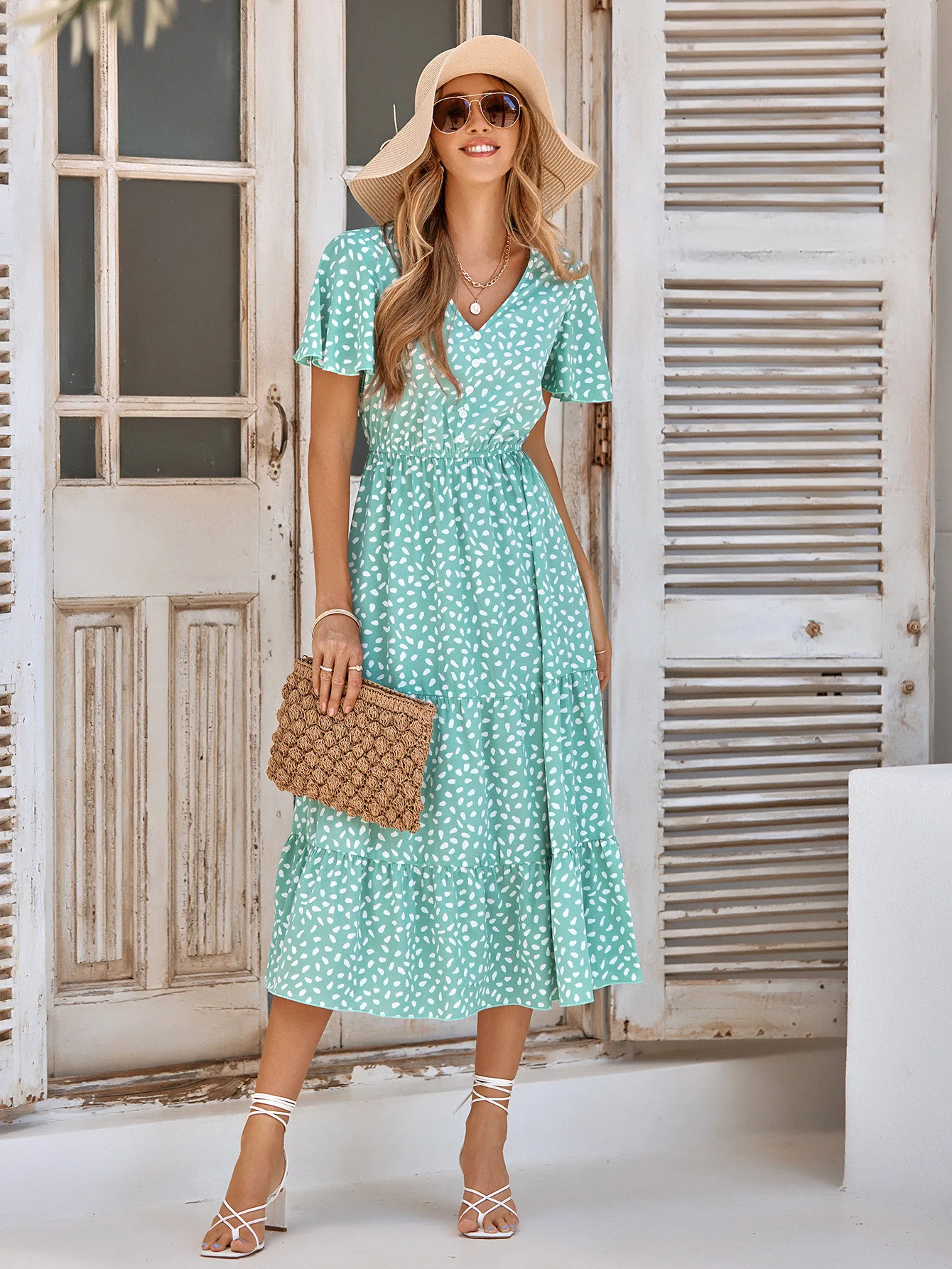Leopard Print V-Neck Casual Dress main image 0